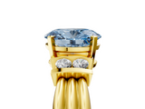 Yellow gold Fancy Blue Oval  Cut Three-Stone Channel Set Ring with Bar Prongs_47