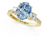 Yellow gold Fancy Blue Oval  Cut Three-Stone Diamond Pavé Band with Prong Setting_18