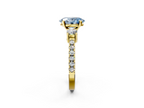 Yellow gold Fancy Blue Oval  Cut Three-Stone Diamond Pavé Band with Prong Setting_19