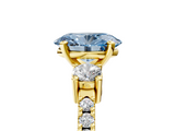 Yellow gold Fancy Blue Oval  Cut Three-Stone Diamond Pavé Band with Prong Setting_22