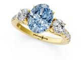 Yellow gold Fancy Blue Oval  Cut Three-Stone Diamond Pave Band with Prong Setting_37