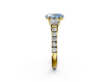 Yellow gold Fancy Blue Oval  Cut Three-Stone Diamond Pave Band with Prong Setting_38