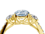 Yellow gold Fancy Blue Oval  Cut Three-Stone Diamond Pave Band with Prong Setting_40