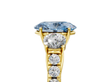 Yellow gold Fancy Blue Oval  Cut Three-Stone Diamond Pave Band with Prong Setting_41