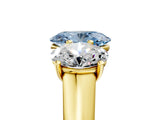 Yellow gold Fancy Blue Oval Cut Three-Stone Diamond Ring with Prong Setting on a Classic Band_17