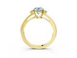 Yellow gold Fancy Blue Oval  Cut Three-Stone Solitaire Ring with Round Accent Diamonds and Four-Prong Setting_20