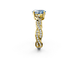 Yellow gold Fancy Blue Oval  Cut Twisted Pavé Band Solitaire Ring with Four-Prong Setting_57
