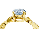 Yellow gold Fancy Blue Oval  Cut Twisted Pavé Band Solitaire Ring with Four-Prong Setting_59