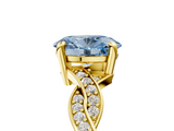 Yellow gold Fancy Blue Oval  Cut Twisted Pavé Band Solitaire Ring with Four-Prong Setting_60