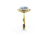 Yellow gold Fancy Blue Oval  Diamond Cluster Halo Ring with Solitaire Band and Four-Prong Setting_22