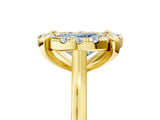Yellow gold Fancy Blue Oval  Diamond Cluster Halo Solitaire with Four-Prong Setting_82
