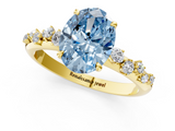 Yellow gold Fancy Blue Oval  Diamond Cluster Prong-Set Solitaire Ring_25