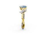 Yellow gold Fancy Blue Oval  Diamond Floral Vine Solitaire Engagement Ring_5