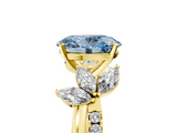 Yellow gold Fancy Blue Oval  Diamond Floral Vine Solitaire Engagement Ring_8