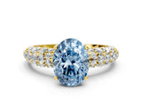 Yellow gold Fancy Blue Oval  Diamond Pavé Band Solitaire Ring with Four-Prong Setting_48