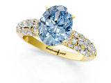 Yellow gold Fancy Blue Oval  Diamond Pavé Band Solitaire Ring with Four-Prong Setting_49