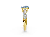 Yellow gold Fancy Blue Oval  Diamond Pavé Band Solitaire Ring with Four-Prong Setting_50