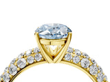 Yellow gold Fancy Blue Oval  Diamond Pavé Band Solitaire Ring with Four-Prong Setting_52