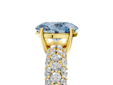 Yellow gold Fancy Blue Oval  Diamond Pavé Band Solitaire Ring with Four-Prong Setting_53