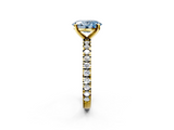 Yellow gold Fancy Blue Oval  Diamond Pavé Band Solitaire with Four-Prong Setting_195