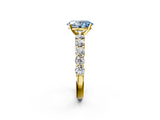 Yellow gold Fancy Blue Oval  Diamond Pavé Band Solitaire with Four-Prong Setting_5