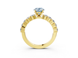 Yellow gold Fancy Blue Oval  Diamond Pavé Band Solitaire with Four-Prong Setting_6