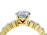 Yellow gold Fancy Blue Oval  Diamond Pavé Band Solitaire with Four-Prong Setting_7