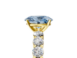 Yellow gold Fancy Blue Oval  Diamond Pavé Band Solitaire with Four-Prong Setting_8