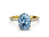 Yellow gold Fancy Blue Oval  Diamond Pavé Band with Six-Prong Setting_31