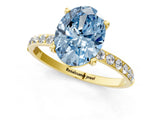 Yellow gold Fancy Blue Oval  Diamond Pavé Band with Six-Prong Setting_32