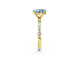 Yellow gold Fancy Blue Oval  Diamond Pavé Band with Six-Prong Setting_33