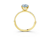 Yellow gold Fancy Blue Oval  Diamond Pavé Band with Six-Prong Setting_34