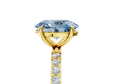 Yellow gold Fancy Blue Oval  Diamond Pavé Band with Six-Prong Setting_36