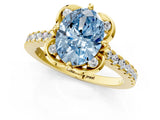 Yellow gold Fancy Blue Oval  Diamond Pave Band with Floral Prong Setting_28