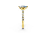 Yellow gold Fancy Blue Oval  Diamond Pave Band with Floral Prong Setting_29