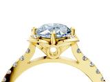 Yellow gold Fancy Blue Oval  Diamond Pave Band with Floral Prong Setting_31