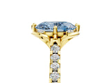Yellow gold Fancy Blue Oval  Diamond Pave Band with Floral Prong Setting_32