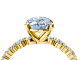 Yellow gold Fancy Blue Oval  Diamond Prong Set Engagement Ring with Pave Band_191