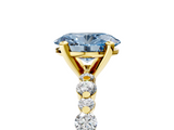 Yellow gold Fancy Blue Oval  Diamond Prong Set Engagement Ring with Pave Band_192