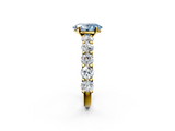 Yellow gold Fancy Blue Oval  Diamond Prong Setting with Side Stones on a Pave Band_138