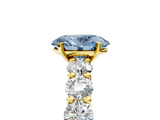 Yellow gold Fancy Blue Oval  Diamond Prong Setting with Side Stones on a Pave Band_141