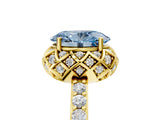 Yellow gold Fancy Blue Oval  Diamond Solitaire Ring with Shared Prong Pavé Band_71
