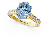 Yellow gold Fancy Blue Oval  Diamond Solitaire with Pave Band and Six-Prong Setting_21