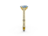 Yellow gold Fancy Blue Oval  Diamond Solitaire with Pave Band and Six-Prong Setting_22
