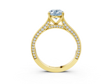 Yellow gold Fancy Blue Oval  Diamond Solitaire with Pave Band and Six-Prong Setting_23