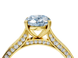 Yellow gold Fancy Blue Oval  Diamond Solitaire with Pave Band and Six-Prong Setting_24