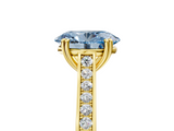 Yellow gold Fancy Blue Oval  Diamond Solitaire with Pave Band and Six-Prong Setting_25