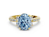 Yellow gold Fancy Blue Oval  Diamond Three-Stone Pave Band with Four-Prong Setting_20