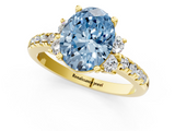 Yellow gold Fancy Blue Oval  Diamond Three-Stone Pave Band with Four-Prong Setting_21
