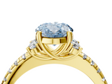 Yellow gold Fancy Blue Oval  Diamond Three-Stone Pave Band with Four-Prong Setting_24